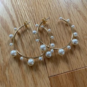 Gold and pearl hoop earrings